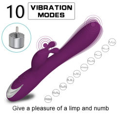 8.47'' Purple Rechargeable Waterproof Silicone Rabbit Vibrator – 10-Speed Dual-Motor and Ergonomic Design