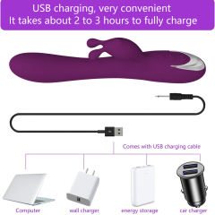 8.47'' Purple Rechargeable Waterproof Silicone Rabbit Vibrator – 10-Speed Dual-Motor and Ergonomic Design