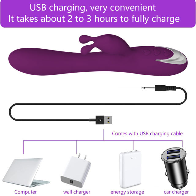 8.47'' Purple Rechargeable Waterproof Silicone Rabbit Vibrator – 10-Speed Dual-Motor and Ergonomic Design