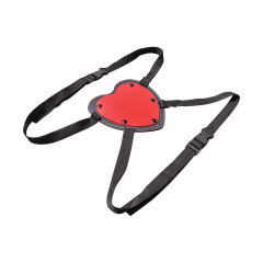 7.29'' Red Heart-Shaped Strap-On Harness – Adjustable Nylon Straps, PU Leather Base, Universal Dildo Holder