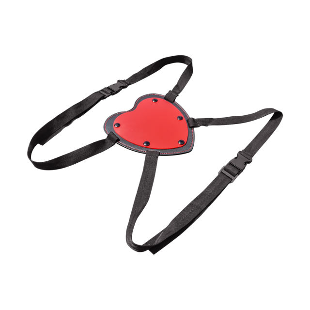 7.29'' Red Heart-Shaped Strap-On Harness – Adjustable Nylon Straps, PU Leather Base, Universal Dildo Holder