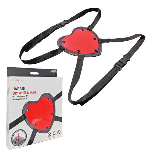 7.29'' Red Heart-Shaped Strap-On Harness – Adjustable Nylon Straps, PU Leather Base, Universal Dildo Holder