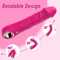 7.09'' Magenta Bendable Silicone Rechargeable Realistic Vibrator – 10 Modes, Waterproof
