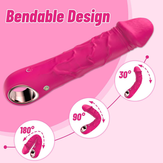 7.09'' Magenta Bendable Silicone Rechargeable Realistic Vibrator – 10 Modes, Waterproof