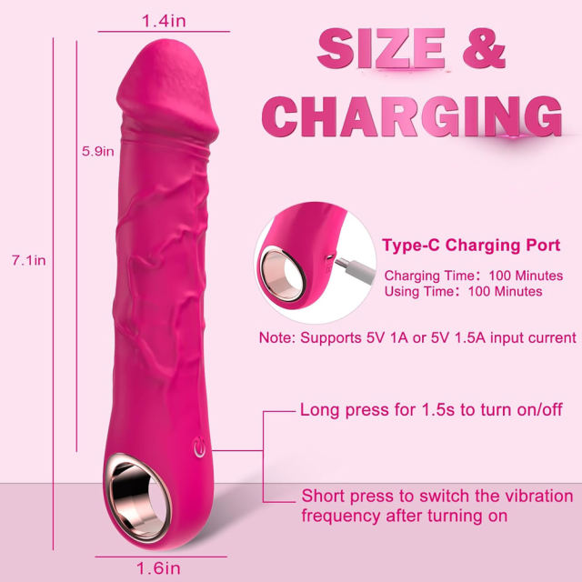 7.09'' Magenta Bendable Silicone Rechargeable Realistic Vibrator – 10 Modes, Waterproof