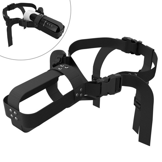 Wearable Adjustable Harness for Male Masturbators – Universal ABS + Nylon Strap System, Hands-Free Support, Black
