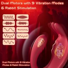 Red App-Controlled Waterproof Rechargeable Silicone Mini Vibrator – 9 Modes, Flexible C-Shape Design