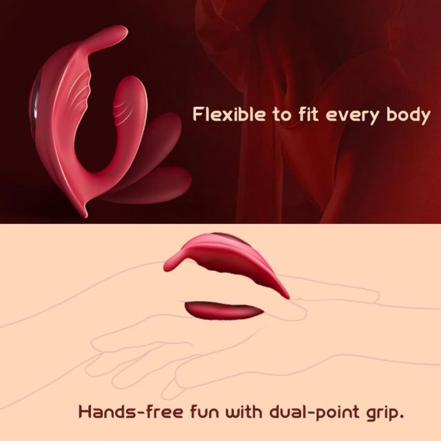 Red App-Controlled Waterproof Rechargeable Silicone Mini Vibrator – 9 Modes, Flexible C-Shape Design