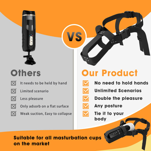 Wearable Adjustable Harness for Male Masturbators – Universal ABS + Nylon Strap System, Hands-Free Support, Black