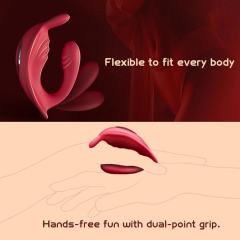 Red App-Controlled Waterproof Rechargeable Silicone Mini Vibrator – 9 Modes, Flexible C-Shape Design