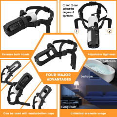 Wearable Adjustable Harness for Male Masturbators – Universal ABS + Nylon Strap System, Hands-Free Support, Black