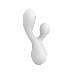 4.65'' White Dual-Arm Rechargeable Waterproof Silicone Vibrator – 10-Speed and Ergonomic Curved Design