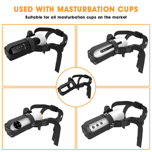 Wearable Adjustable Harness for Male Masturbators – Universal ABS + Nylon Strap System, Hands-Free Support, Black