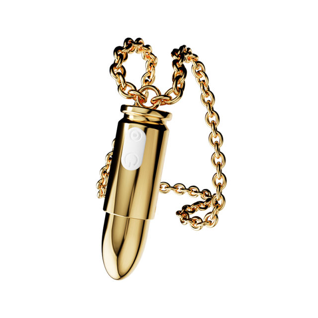 3.07'' Waterproof Rechargeable Gold Metal Vibrating Necklace Egg – 12 Modes and Remote-Controlled