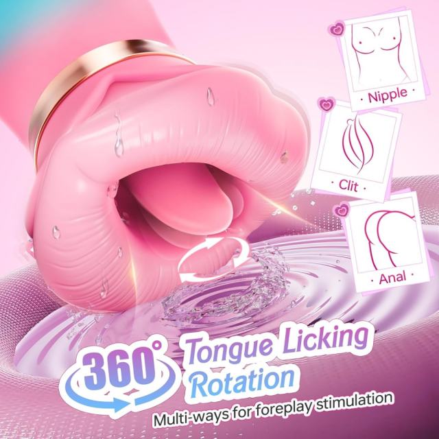 4.85'' Pink-Blue 5-in-1 Oral Vibrator – Rotating, Sucking, Tongue-Licking, 10 Modes, App-Controlled, USB-Magnetic Rechargeable, Waterproof