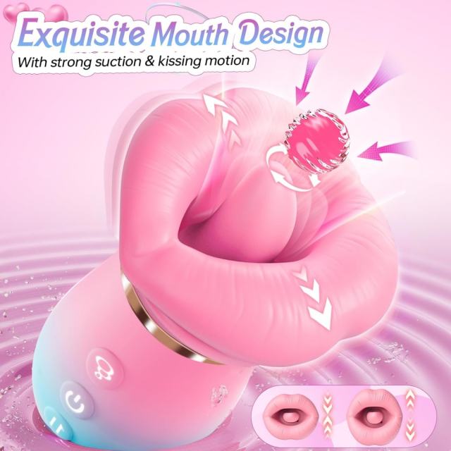 4.85'' Pink-Blue 5-in-1 Oral Vibrator – Rotating, Sucking, Tongue-Licking, 10 Modes, App-Controlled, USB-Magnetic Rechargeable, Waterproof