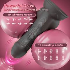 5.12'' Black Rechargeable Waterproof Thrusting Silicone Vibrator – 10 Modes and Remote Control