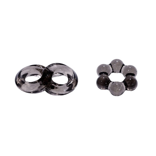 Clear Black TPE Cock Ring Set (2-Pack)