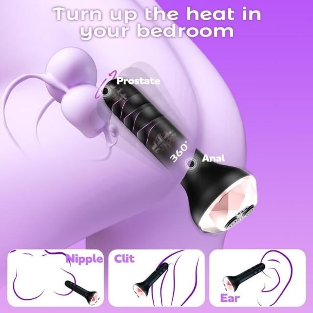 4.53'' Black Waterproof Rechargeable Rotating Vibrator – 10 Modes and Slim Design