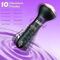 4.53'' Black Waterproof Rechargeable Rotating Vibrator – 10 Modes and Slim Design