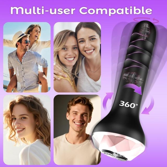 4.53'' Black Waterproof Rechargeable Rotating Vibrator – 10 Modes and Slim Design
