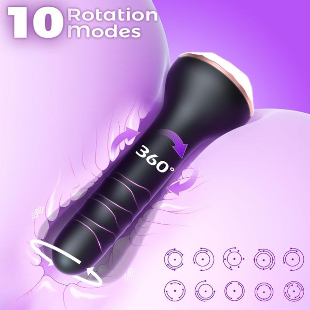 4.53'' Black Waterproof Rechargeable Rotating Vibrator – 10 Modes and Slim Design