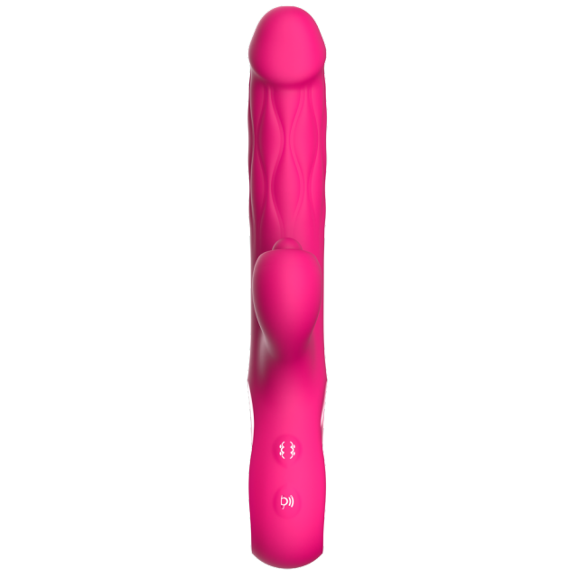 9.93'' Magenta Waterproof Rechargeable 5-in-1 App-Controlled Vibrator – Expanding, Thrusting, Tapping, 9 Modes