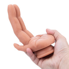 6.70'' Flesh Hand-Shaped Silicone Dildo with Raised Finger with Suction Cup Base