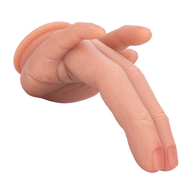 6.70'' Flesh Hand-Shaped Silicone Dildo with Raised Finger with Suction Cup Base