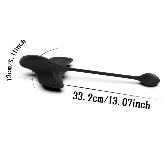 Customizable  10 Modes Black App-Controlled Waterproof Rechargeable Long-Tail Vibrator