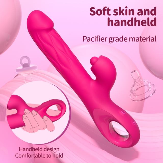 9.93'' Magenta Waterproof Rechargeable 5-in-1 App-Controlled Vibrator – Expanding, Thrusting, Tapping, 9 Modes