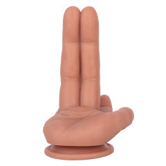 6.70'' Flesh Hand-Shaped Silicone Dildo with Raised Finger with Suction Cup Base