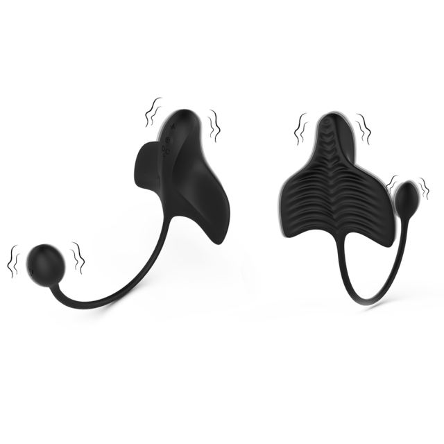 10 Modes Black App-Controlled Waterproof Rechargeable Long-Tail Vibrator