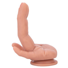 6.70'' Flesh Hand-Shaped Silicone Dildo with Raised Finger with Suction Cup Base