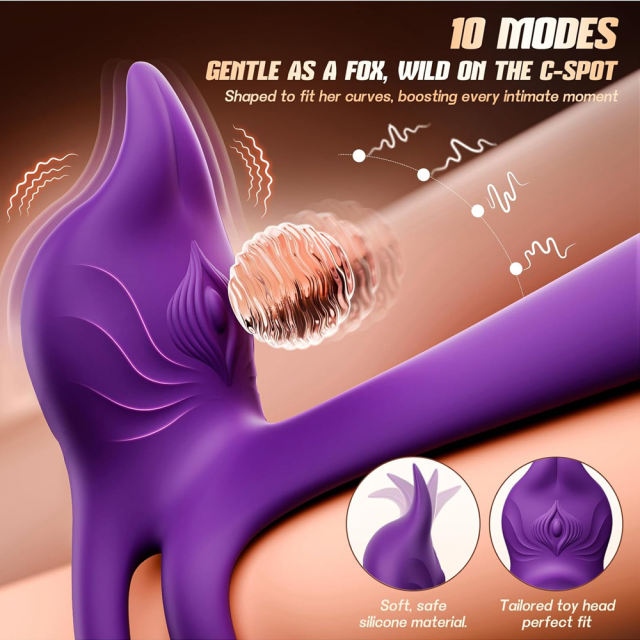 5.32'' Purple Waterproof Rechargeable App-Controlled Vibrating Cock Ring – 10-Mode Tongue Extension and Dual Remote Control