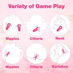 Magenta 10-Mode Vibrating Nipple & Clitoral Clamp Set – USB Rechargeable, Dual-Stimulation, Waterproof