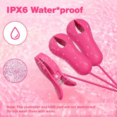 Magenta 10-Mode Vibrating Nipple & Clitoral Clamp Set – USB Rechargeable, Dual-Stimulation, Waterproof