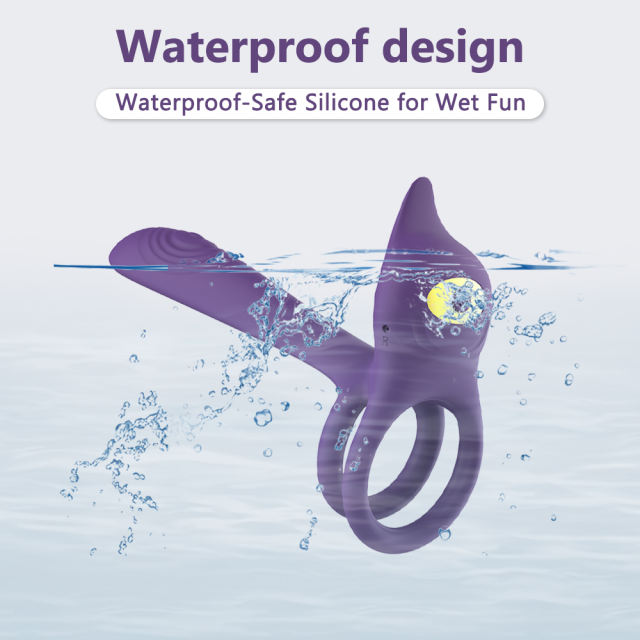 5.32'' Purple Waterproof Rechargeable App-Controlled Vibrating Cock Ring – 10-Mode Tongue Extension and Dual Remote Control