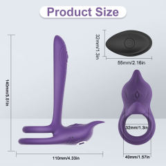 5.32'' Purple Waterproof Rechargeable App-Controlled Vibrating Cock Ring – 10-Mode Tongue Extension and Dual Remote Control