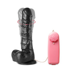 Black Color Multi-Speed Vibrating and Rotating Realistic Dildo with Suction Cup
