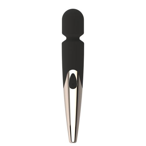 12.02'' Black & Champagne Gold Wand Massager – 10 Modes, Powerful Vibrations, Plug-In Rechargeable, Waterproof