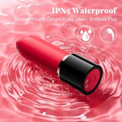 3.51'' Black & Red Lipstick Vibrator – 10 Modes, Magnetic USB Rechargeable, Waterproof, 3 Silicone Heads
