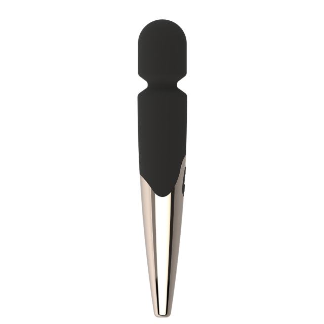 12.02'' Black & Champagne Gold Wand Massager – 10 Modes, Powerful Vibrations, Plug-In Rechargeable, Waterproof