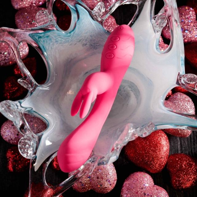 Customizable  7.88'' Pink Rechargeable Waterproof Silicone Rabbit Vibrator – 10-Speed Dual-Motor with G-Spot & Clitoral Stimulation