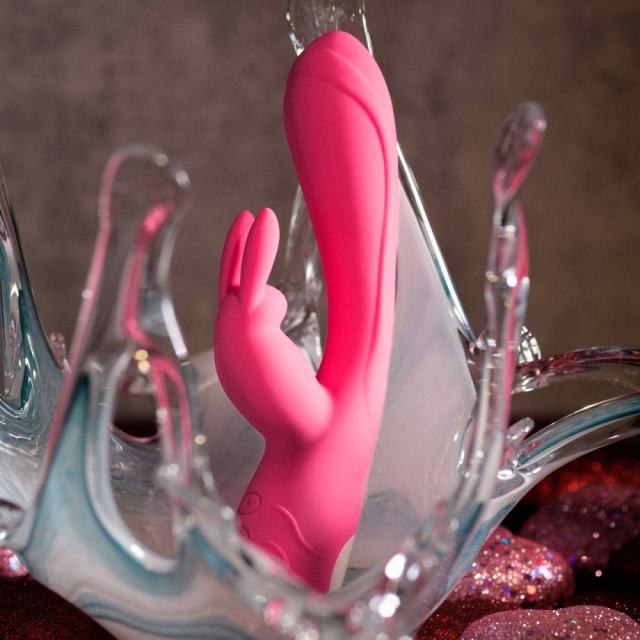7.88'' Pink Rechargeable Waterproof Silicone Rabbit Vibrator – 10-Speed Dual-Motor with G-Spot & Clitoral Stimulation