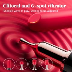 3.51'' Black & Red Lipstick Vibrator – 10 Modes, Magnetic USB Rechargeable, Waterproof, 3 Silicone Heads