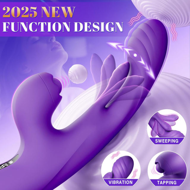 9.26'' Purple Vibrating Tapping App-Controlled Vibrator – 10 Modes, Magnetic USB Rechargeable, Waterproof