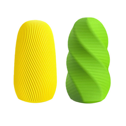 3.74'' Dual-Pack Textured TPE Male Masturbators – Yellow & Green, Stretchable Soft Sleeve
