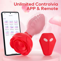 Red Waterproof Rechargeable Silicone Rotating Anal Plug – 9-Mode Vibrating, 360° Rotation, App & Remote Controlled