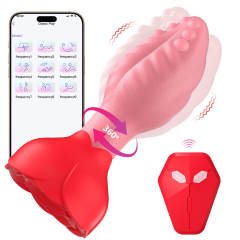 Red Waterproof Rechargeable Silicone Rotating Anal Plug – 9-Mode Vibrating, 360° Rotation, App & Remote Controlled